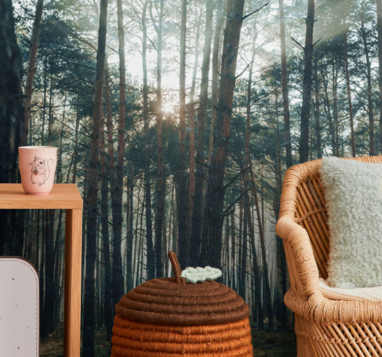 Tapisserie forêt bosquet de pins serein - TenStickers