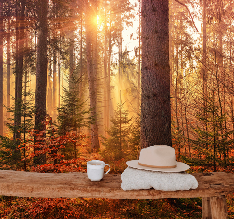 Tapisserie forêt Éclat de forêt ensoleillée - TenStickers