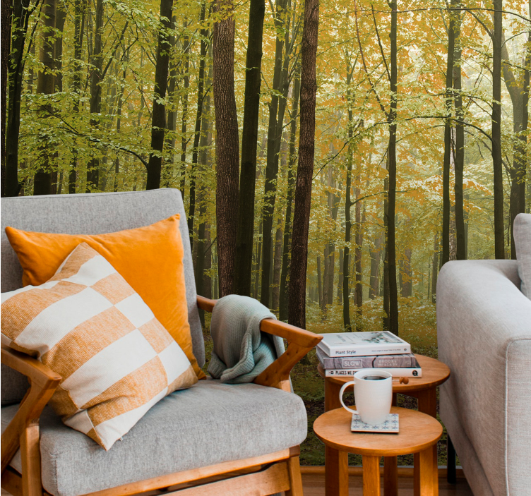 Tapisserie forêt paysage boisé d'automne - TenStickers