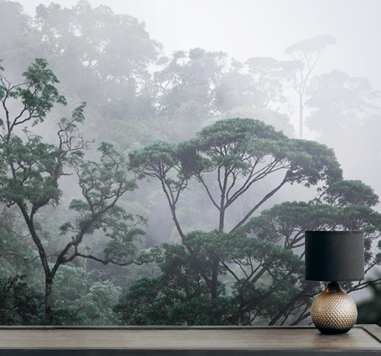 Tapisserie forêt scénario de forêt brumeuse - TenStickers