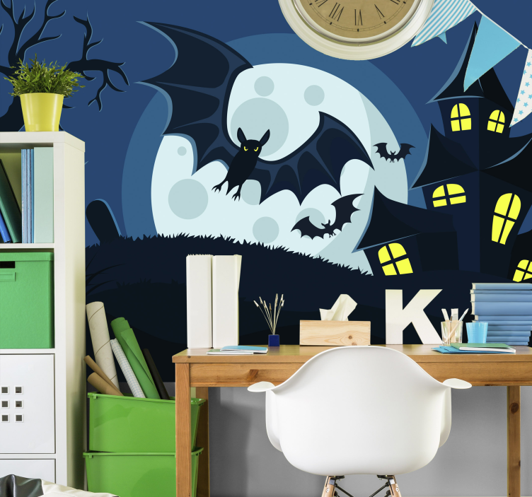 Tapisserie halloween scène de maison hantée - TenStickers