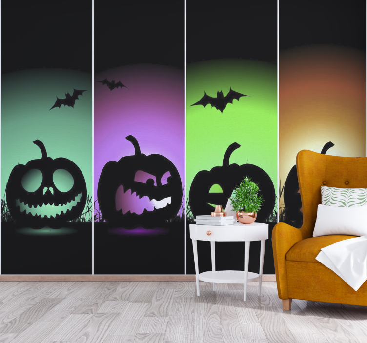 Tapisserie halloween visages de pumpkins d'halloween - TenStickers