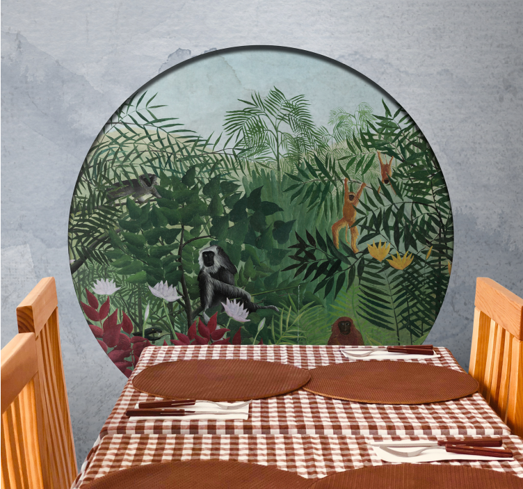 Tapisserie jungle scène de jungle vibrante - TenStickers