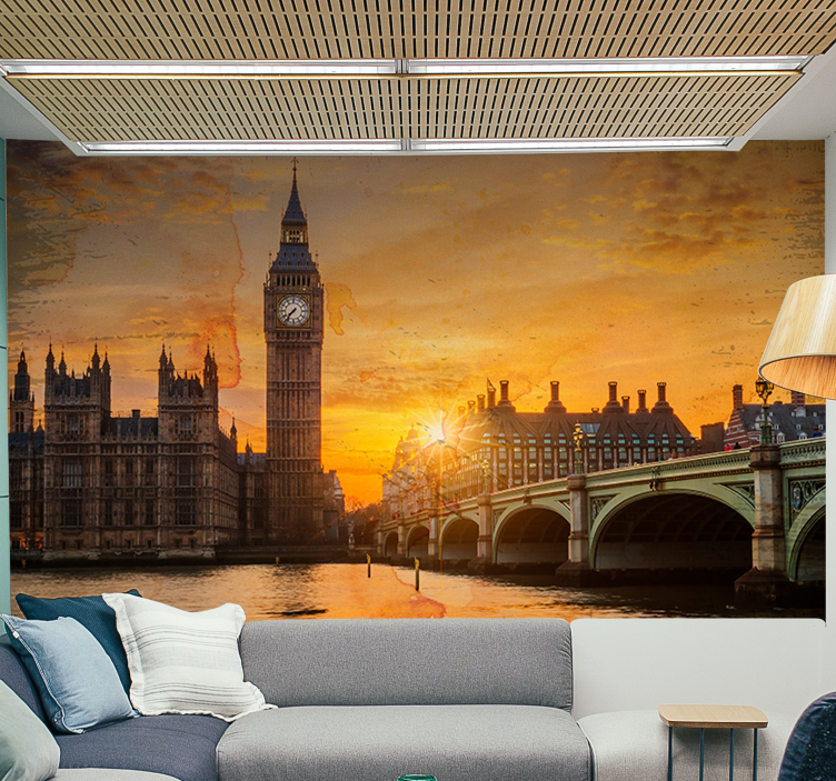 Tapisserie londres coucher de soleil historique - TenStickers