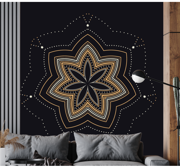 Tapisserie mandala motif d'étoile complexe - TenStickers