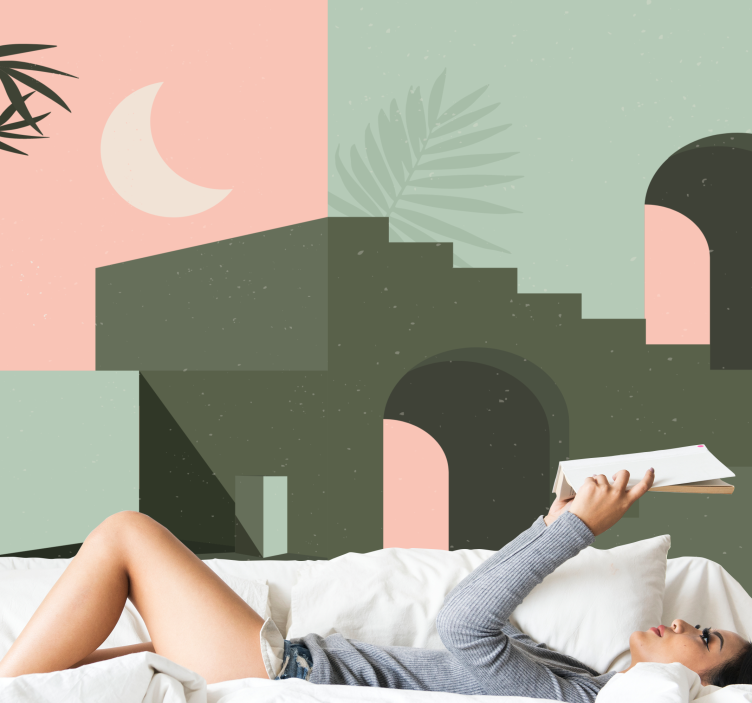 Tapisserie moderne composition géométrique abstraite - TenStickers