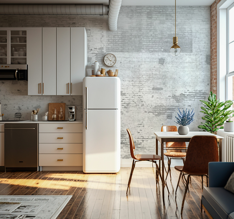 Tapisserie murale brique mur blanc décrépit - TenStickers