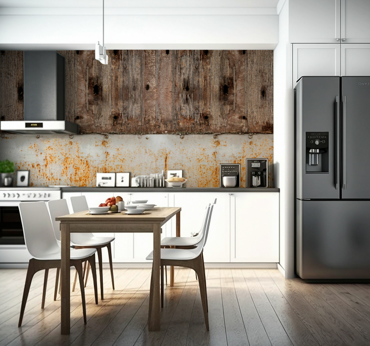 Tapisserie murale métal et copeaux de bois - TenStickers