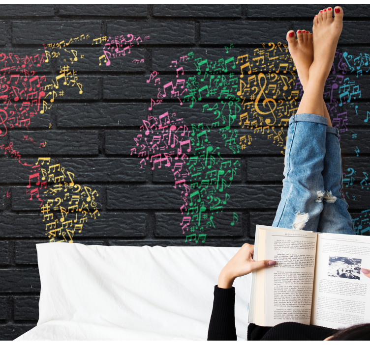 Tapisserie musique carte du monde musical - TenStickers