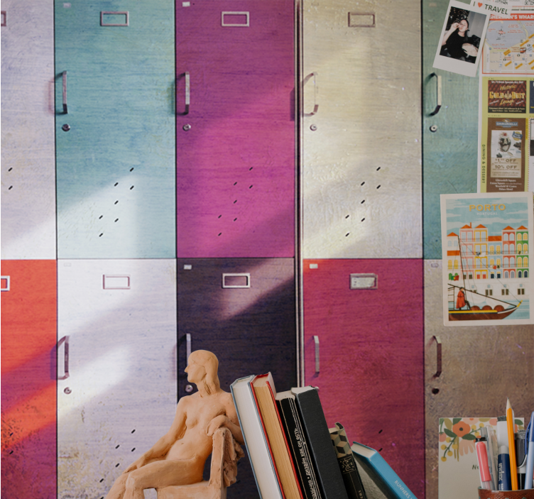 Tapisserie musique portes de casiers colorées - TenStickers