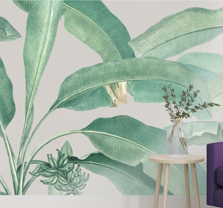 Tapisserie nature arrangement de feuilles tropicales - TenStickers