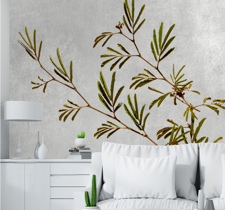 Tapisserie nature branche de verdure délicate - TenStickers