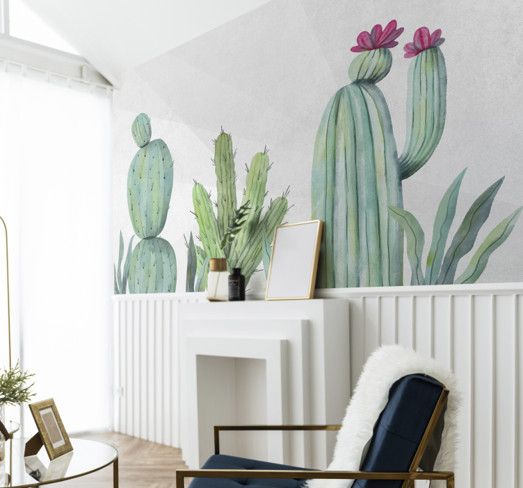 Tapisserie nature design floral cactus - TenStickers