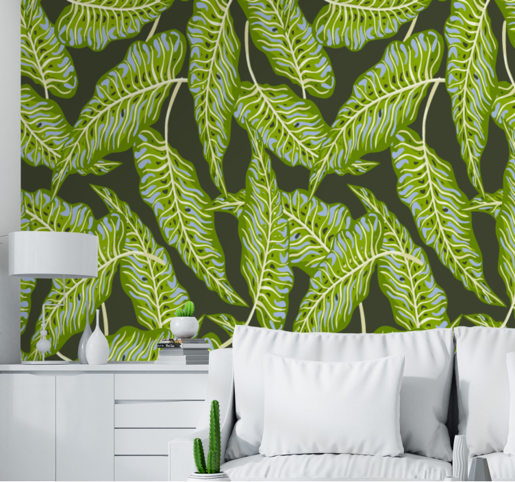 Tapisserie nature illustration de feuilles tropicales - TenStickers