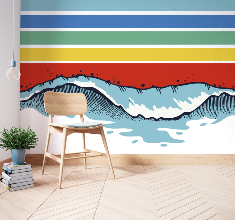 Tapisserie nature motif de vagues stylisé - TenStickers