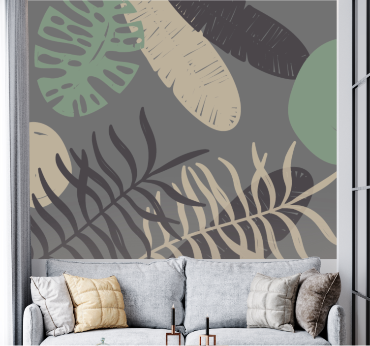 Tapisserie nature motifs de feuilles artistiques - TenStickers