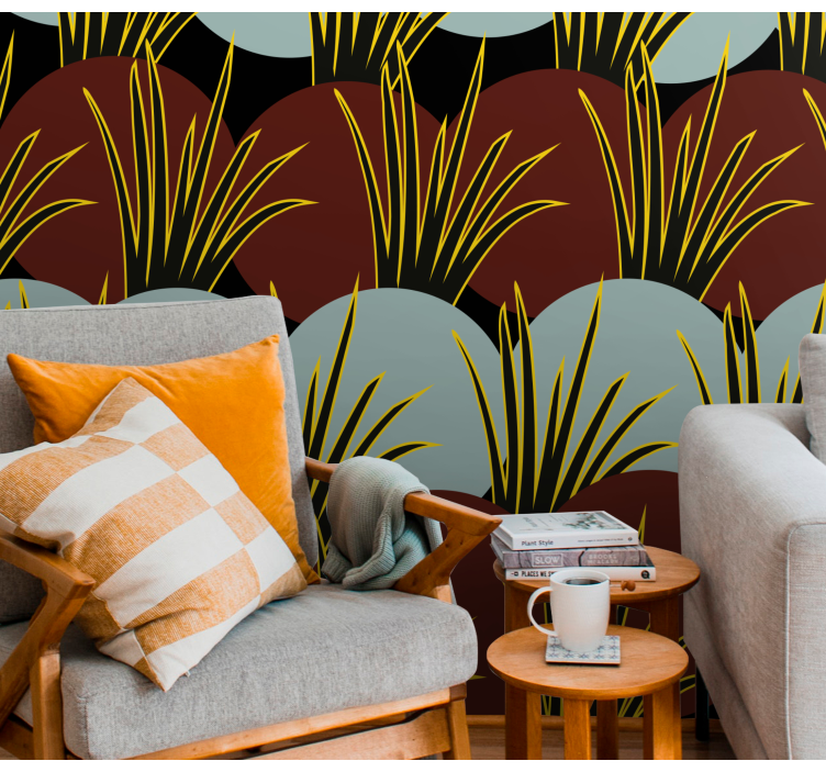 Tapisserie nature motifs de gazon stylisés - TenStickers