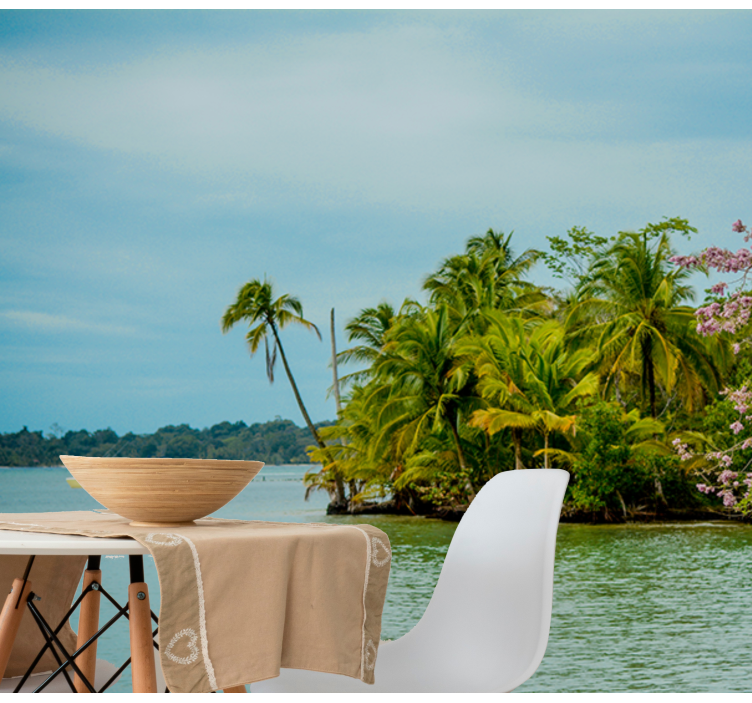 Tapisserie nature oasis insulaire tropicale - TenStickers