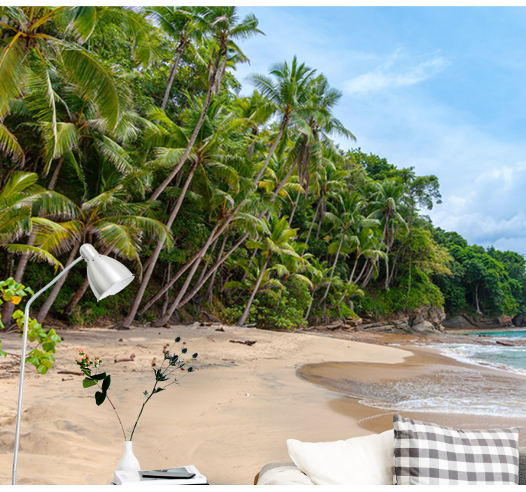 Tapisserie nature oasis tropicale en bord de mer - TenStickers