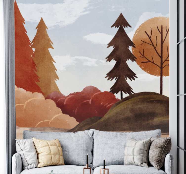 Tapisserie nature paysage d'automne pittoresque - TenStickers