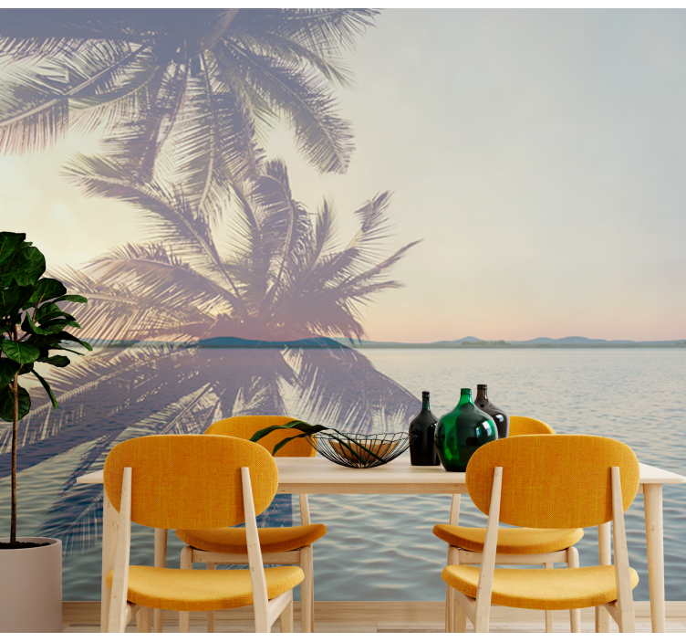 Tapisserie nature silhouette de palmier serein - TenStickers