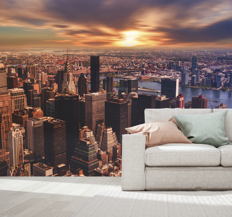 Tapisserie new york coucher de soleil urbain - TenStickers