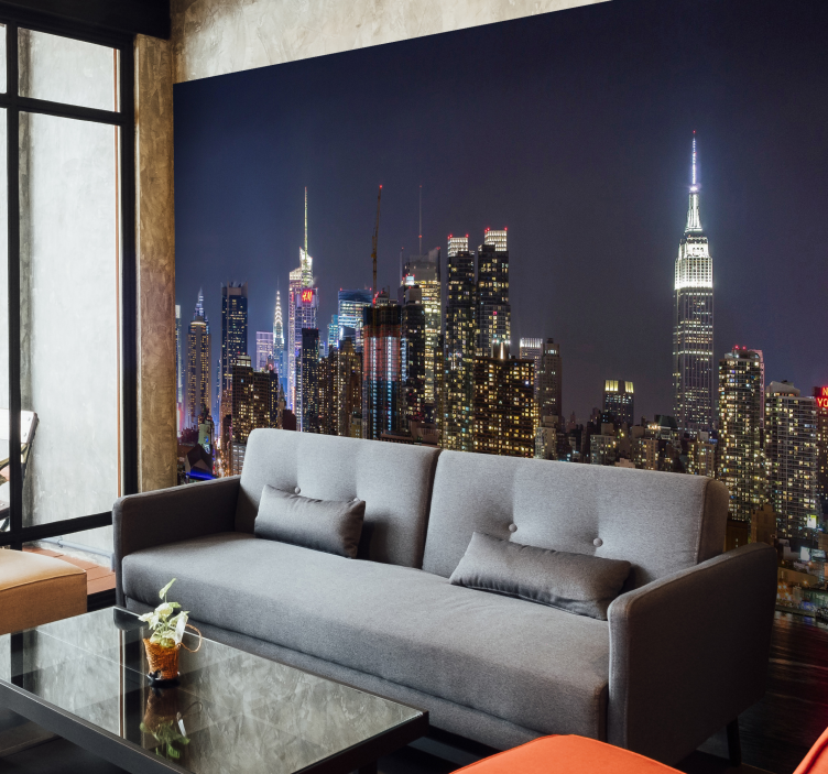 Tapisserie new york horizon urbain nocturne - TenStickers