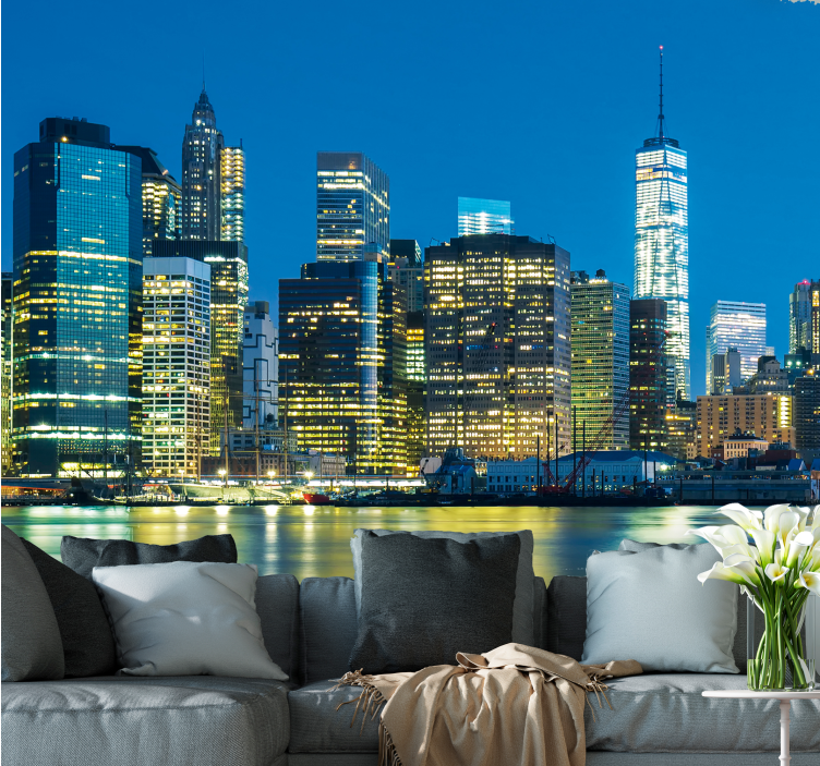 Tapisserie new york skyline nocturne - TenStickers