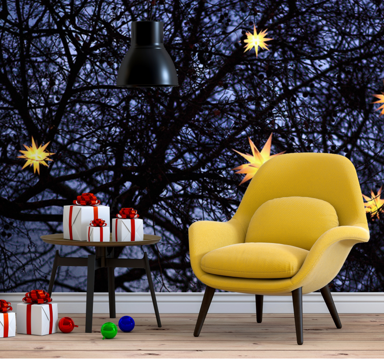 Tapisserie noel nuit étoilée dorée - TenStickers