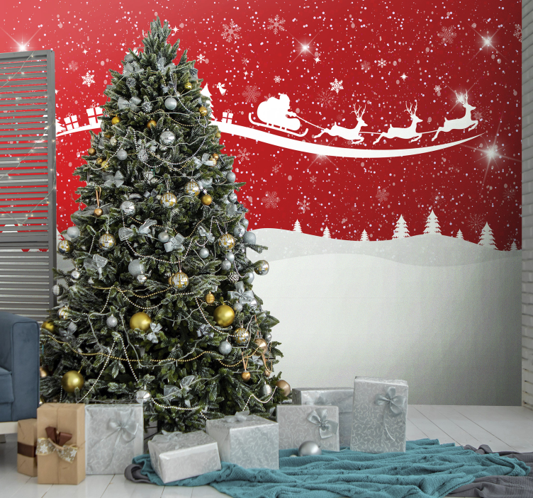 Tapisserie noel traîneau du père noël - TenStickers