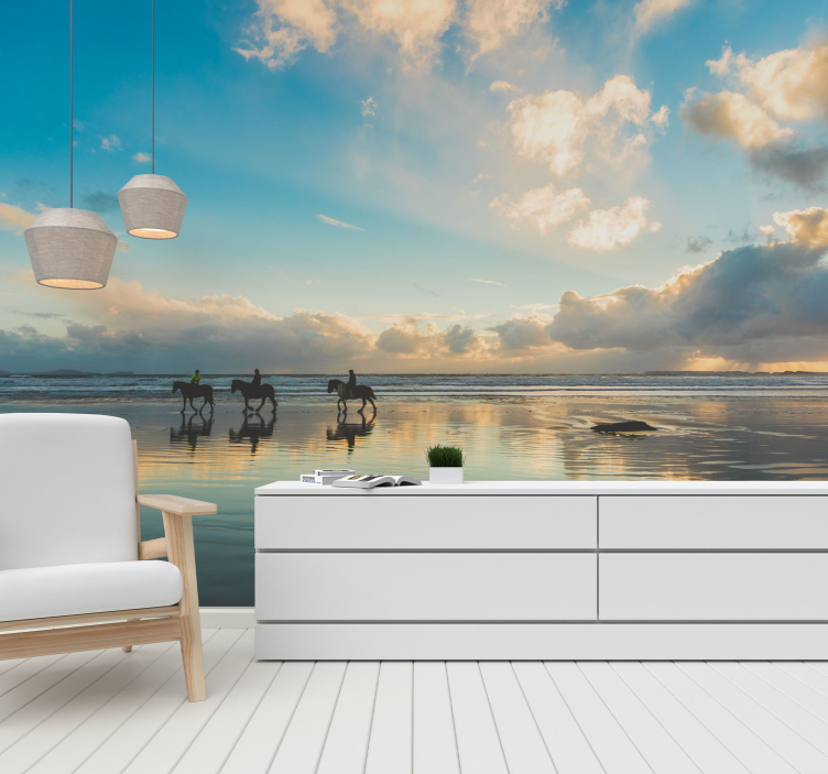 Tapisserie paysage cavaliers de la mer - TenStickers