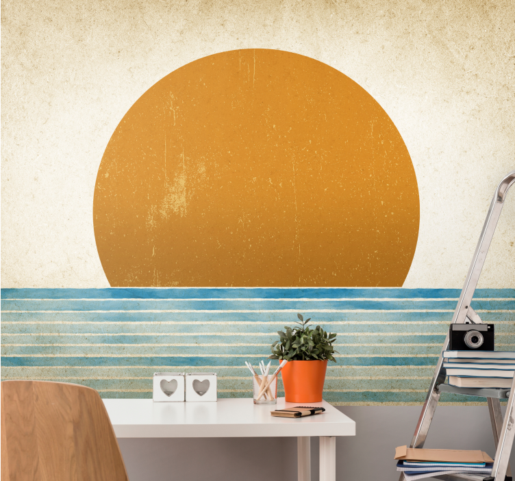Tapisserie paysage coucher de soleil sur l'eau - TenStickers