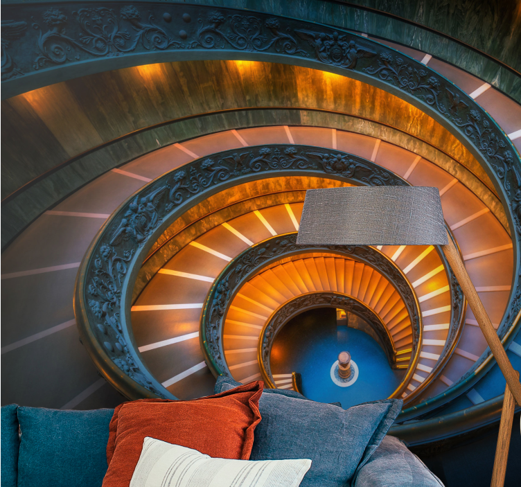 Tapisserie paysage escalier en spirale illuminé - TenStickers