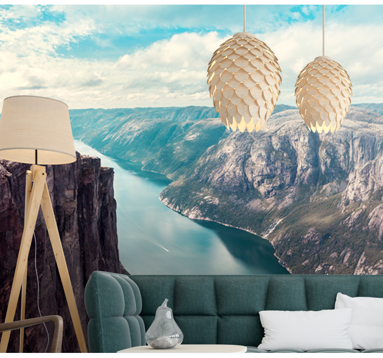 Tapisserie paysage grand fjord en perspective - TenStickers