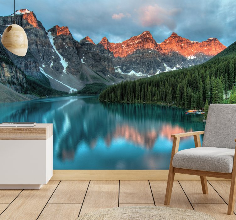 Tapisserie paysage lac alpin grand - TenStickers
