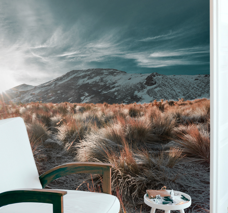 Tapisserie paysage lever de soleil en montagne - TenStickers