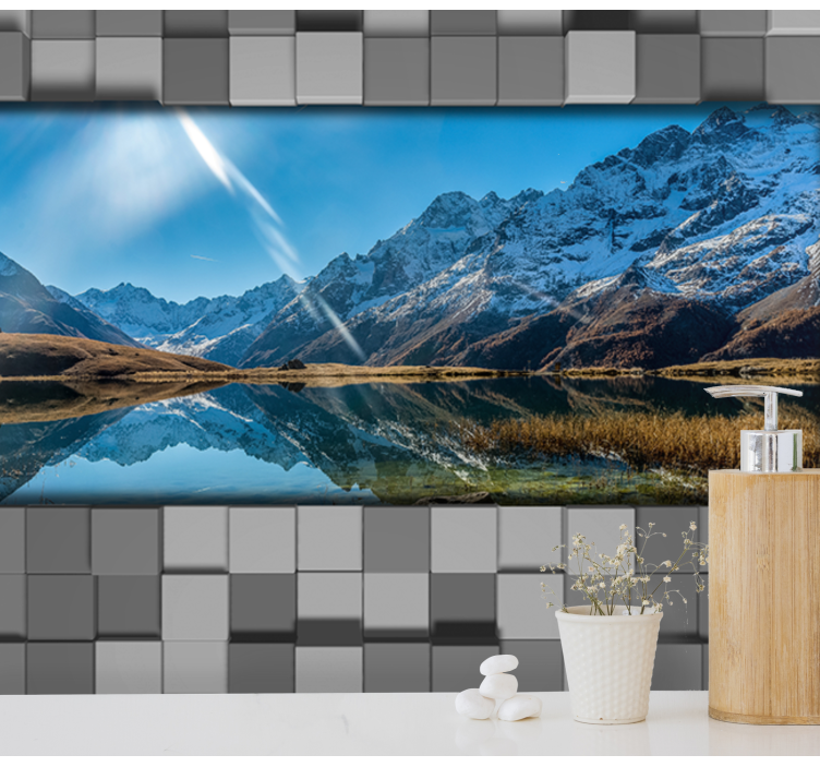 Tapisserie paysage miroir des montagnes majestueuses - TenStickers