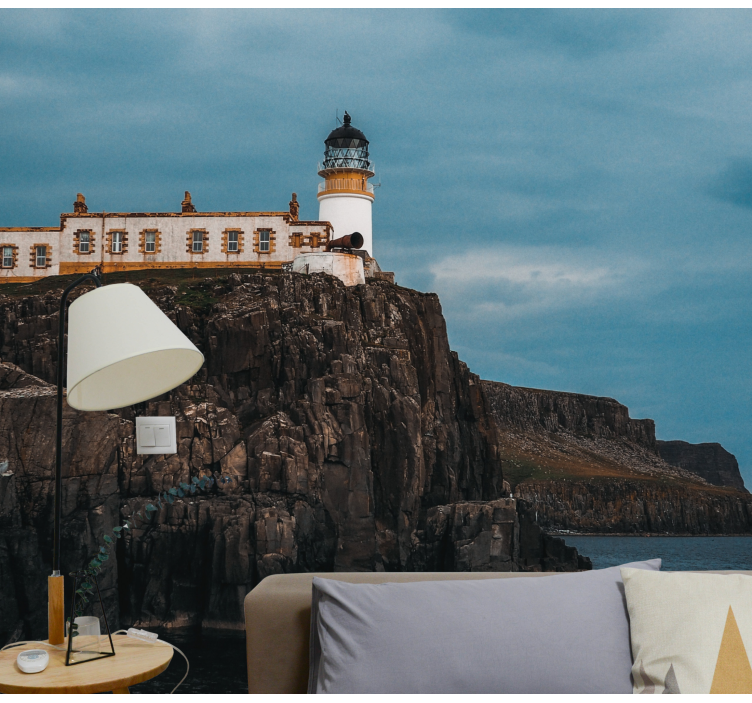 Tapisserie paysage phare sur falaises - TenStickers