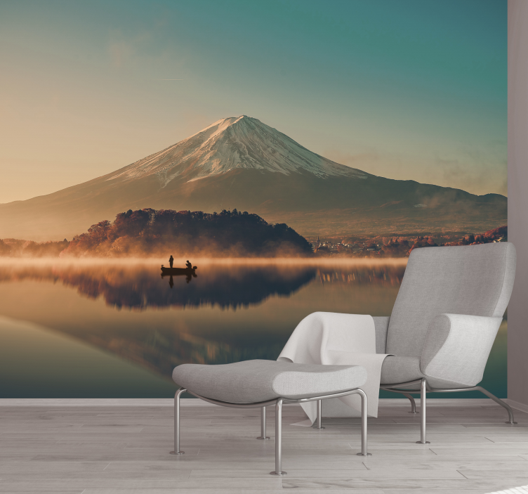 Tapisserie paysage reflet du mont fuji - TenStickers