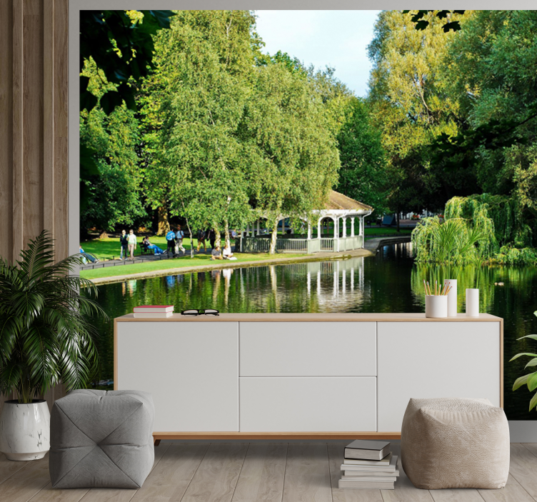 Tapisserie paysage reflet serein du parc - TenStickers