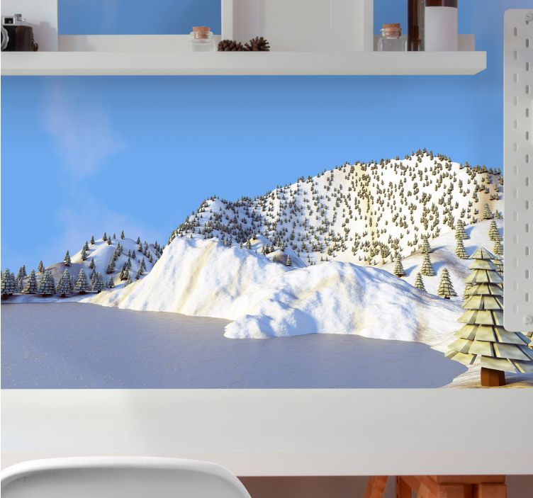 Tapisserie paysage scène de montagne hivernale - TenStickers