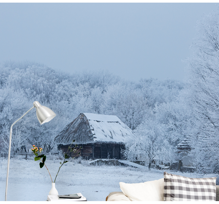 Tapisserie paysage scène hivernale enneigée - TenStickers