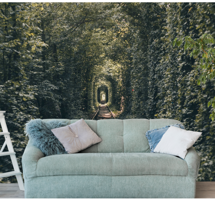 Tapisserie paysage sentier du tunnel forestier - TenStickers