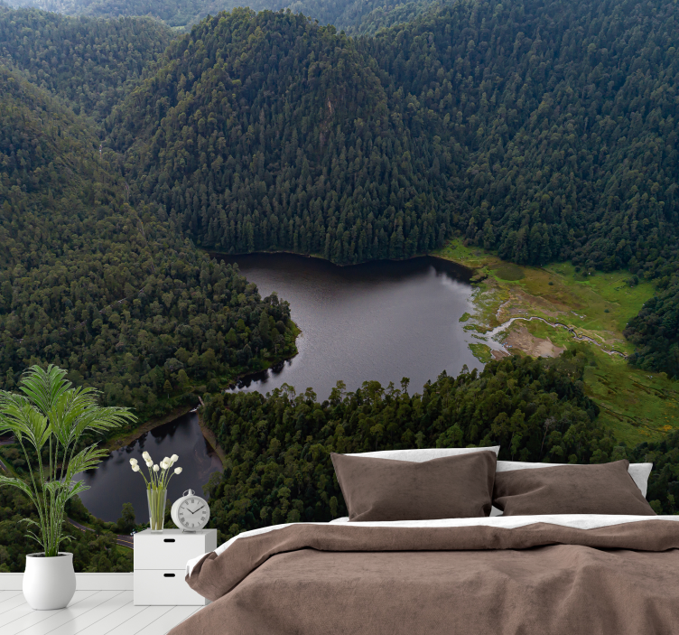 Tapisserie paysage sérénité du lac de montagne - TenStickers