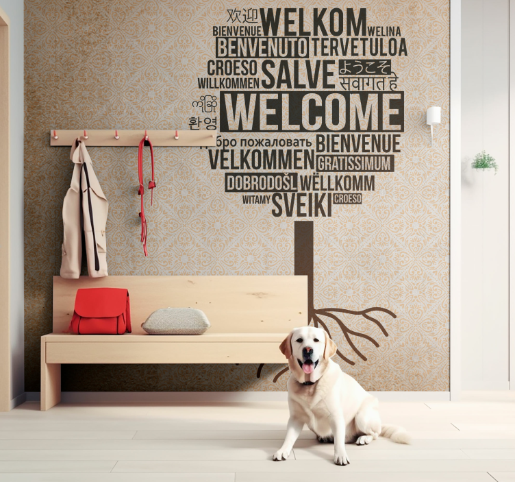 Tapisserie phrase bienvenue en plusieurs langues - TenStickers