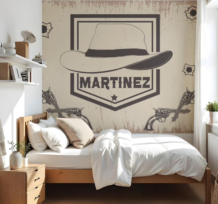 Tapisserie chambre ado thème cowboy personnalisable - TenStickers