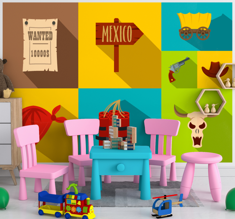 Tapisserie chambre enfant thème mexique wanted - TenStickers