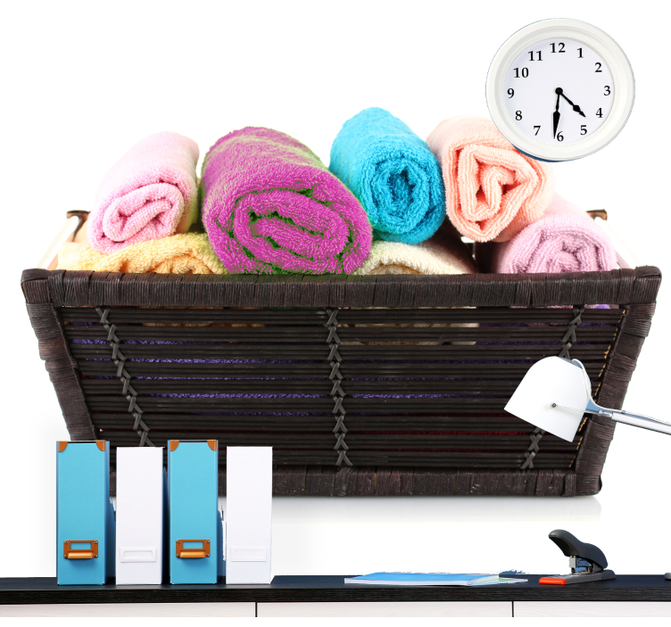 Tapisserie salle de bain serviettes colorées roulées - TenStickers