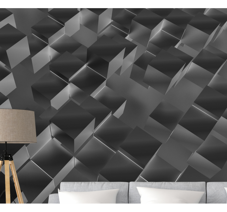 Tapisserie textures et motifs cubes en trois dimensions - TenStickers