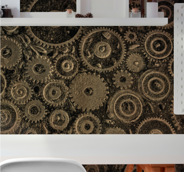 Tapisserie textures et motifs engrenages - TenStickers